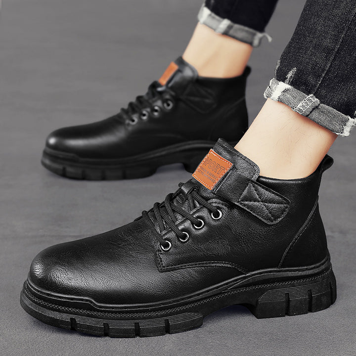 Herren Robuste Plateauschnür-Boots mit Klettlasche und profilierter Gummisohle Drune