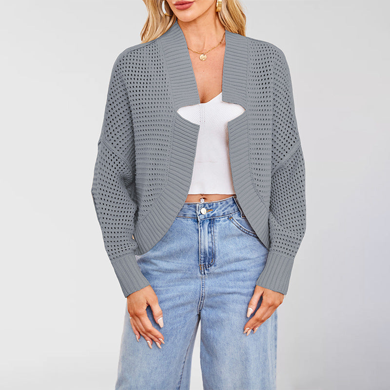 Damen luftige Strickjacke mit offener Front und strukturiertem Muster Drune