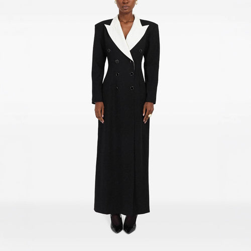 Damen Doppelreihiges Longblazer-Kleid mit taillierter Silhouette und Kontrastrevers Drune