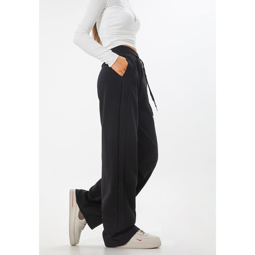 Damen Weite High‑Waist Sweatpalazzo‑Hose mit hohem Elastikbund und Tunnelzug Drune