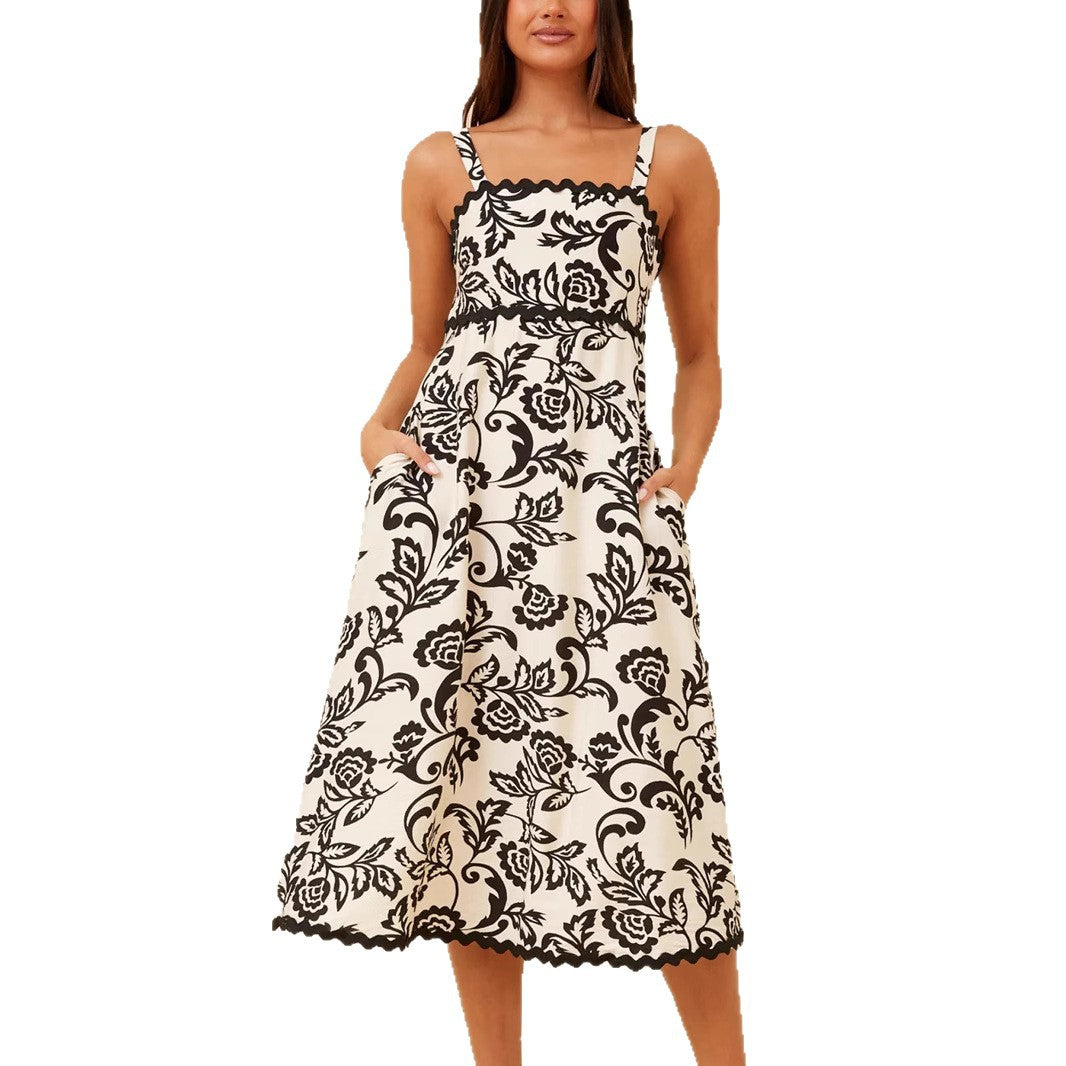 Damen Maxikleid mit floralem Design und praktischen Taschen Drune