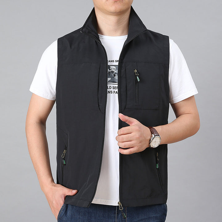 Herren nan technische Zip-Weste mit hochgeschlossenem Kragen wasserabweisendem Nylon und Sicherheitsreißverschlusstaschen Drune