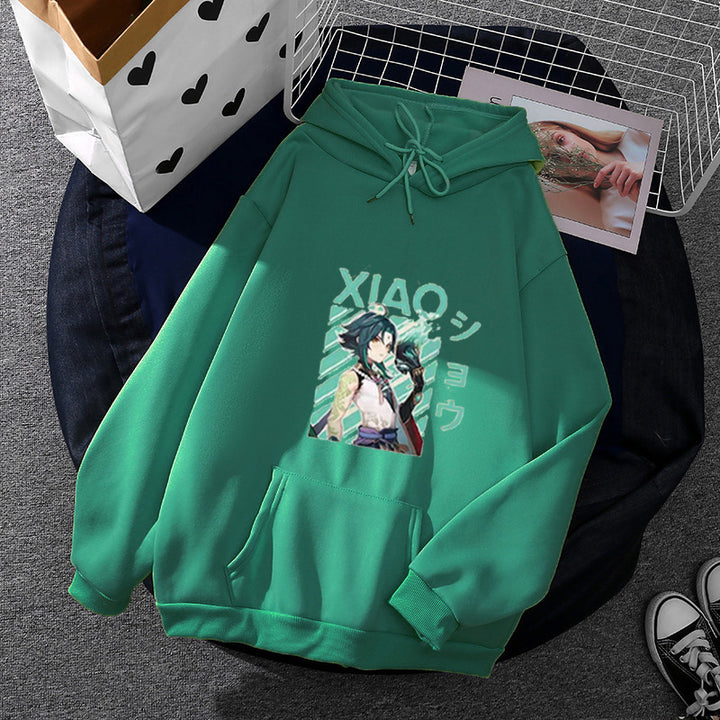 Damen nan weicher Oversize-Kapuzenpullover mit kawaii Pilzfrosch-Print, Kängurutasche und gerippten Bündchen Drune