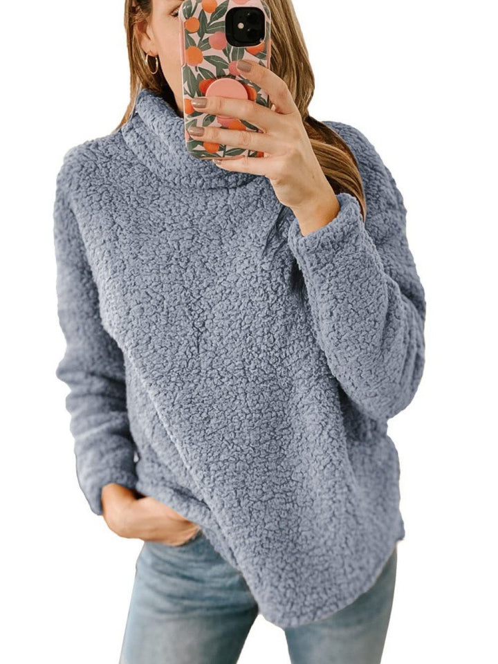 Damen Kuscheliger Fleece-Pullover mit hohem Kragen und strukturierter Oberfläche Drune