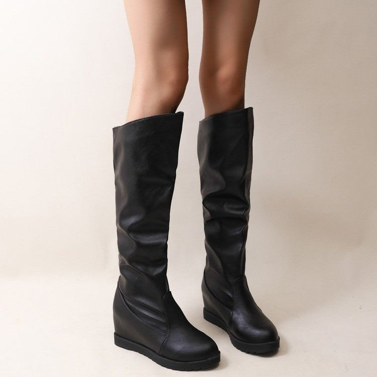 Damen Overknee-Stiefel mit schickem Raffungseffekt und modischem Blockabsatz Drune