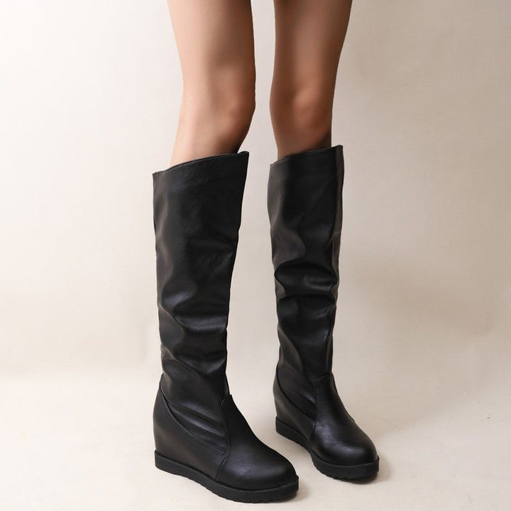 Damen Overknee-Stiefel mit schickem Raffungseffekt und modischem Blockabsatz Drune
