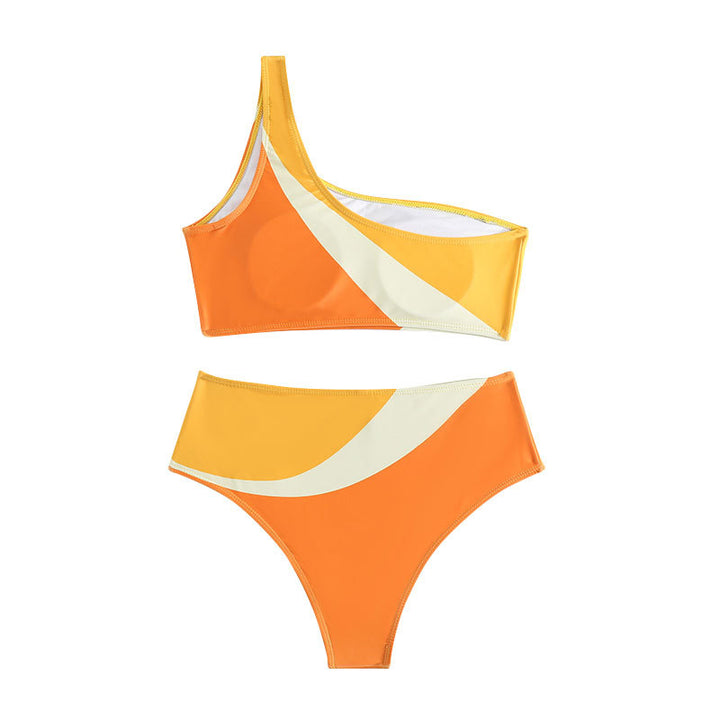 Damen Einseitiger Bikini mit farblich abgestimmtem Design Drune