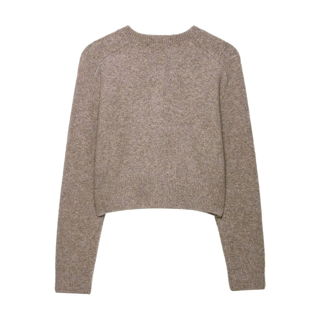 Damen cropped Strickjacke mit Knopfverschluss Drune