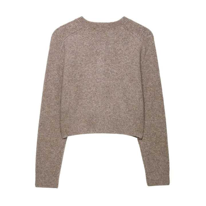 Damen cropped Strickjacke mit Knopfverschluss Drune