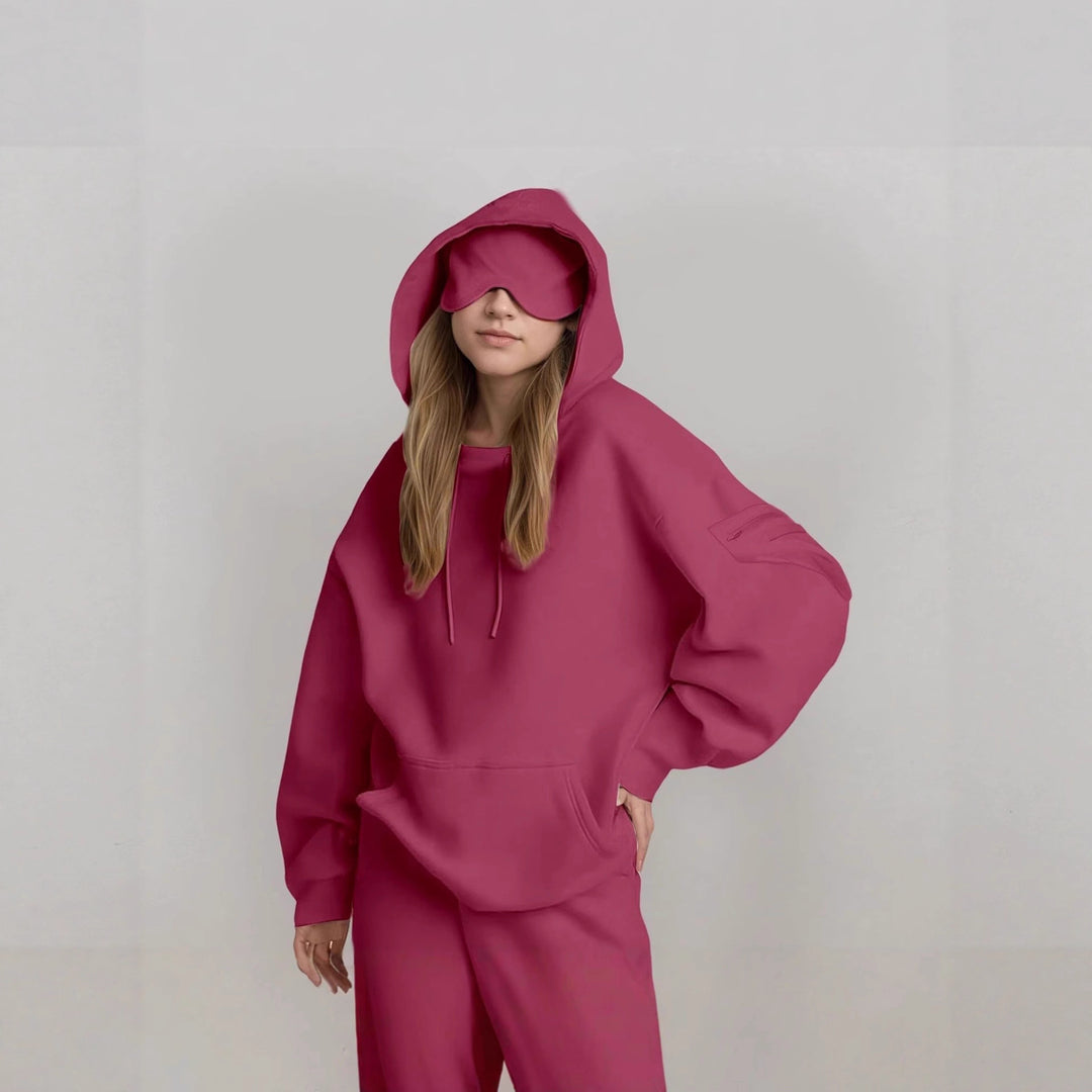 Damen Kapuzenpullover mit integriertem Schlafmasken-Design Drune