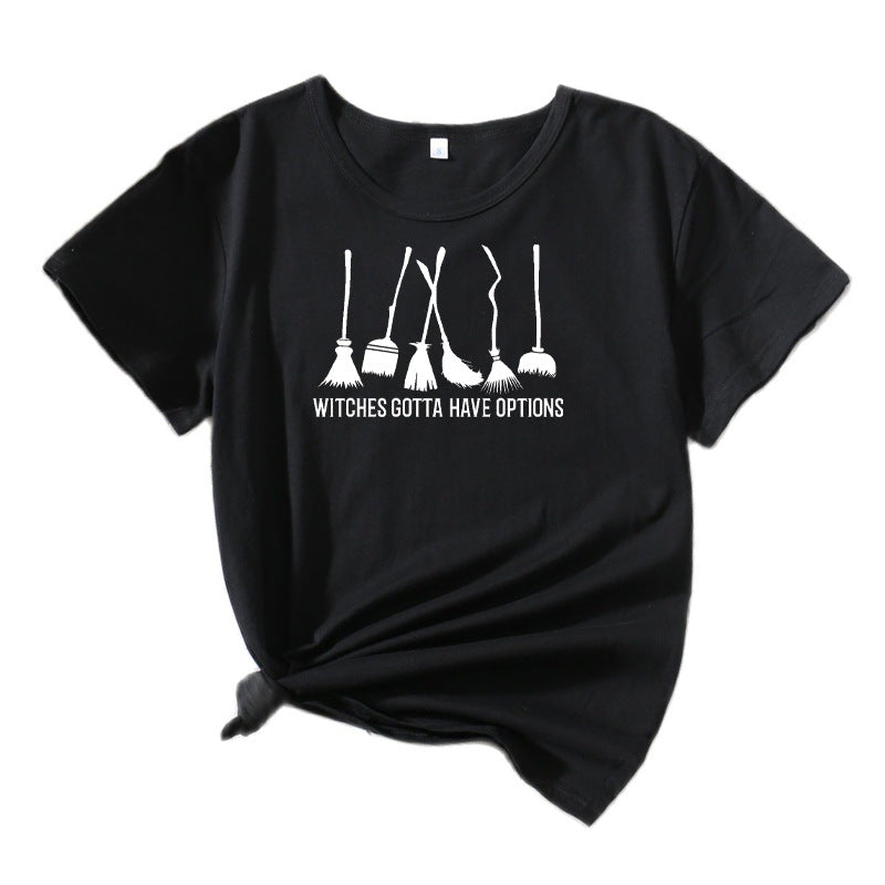 Frauen Grafik Besenstiel Humor T-Shirt Drune