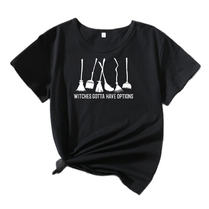 Frauen Grafik Besenstiel Humor T-Shirt Drune