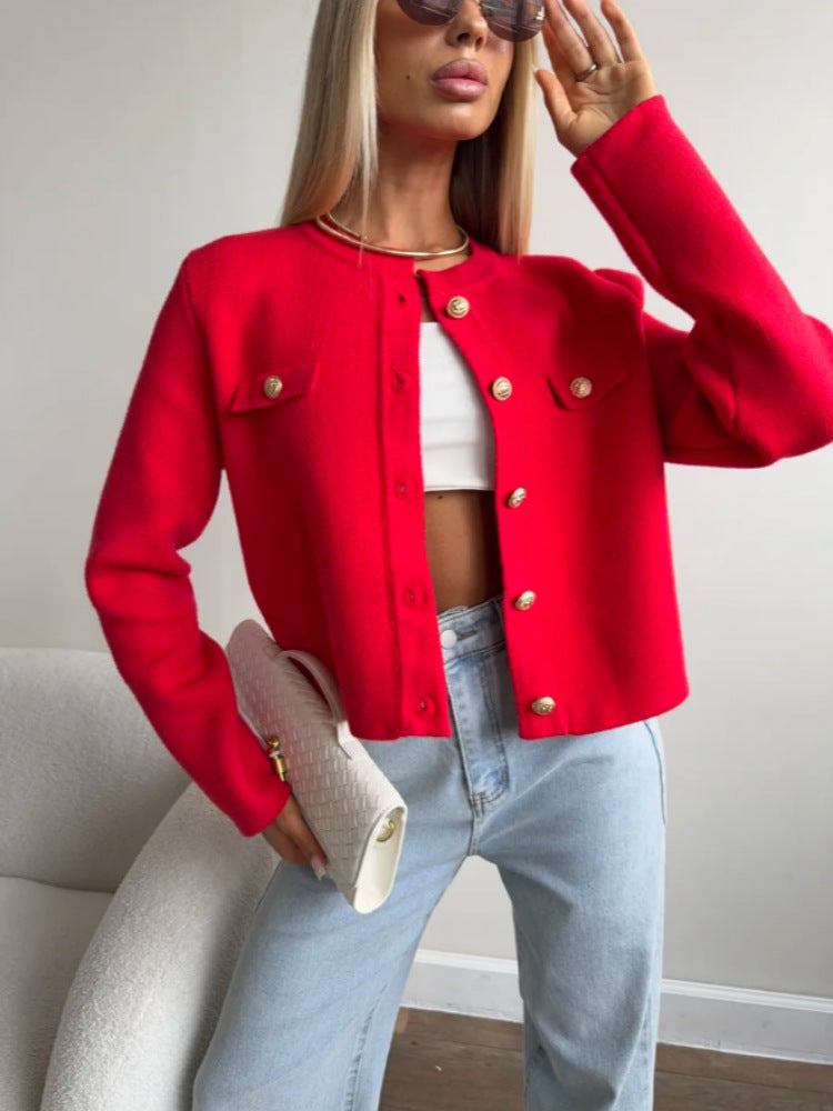 Damen Modische Kurze Strickjacke Drune