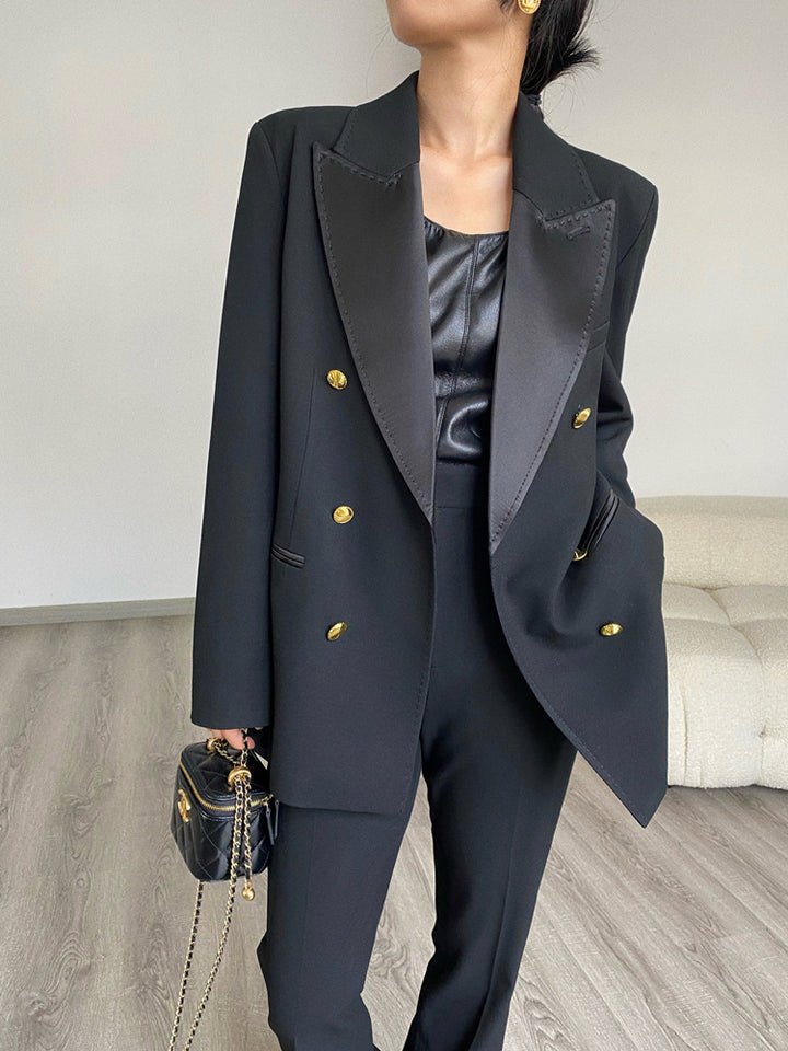 Damen Eleganter Doppeltreiher Blazer Drune