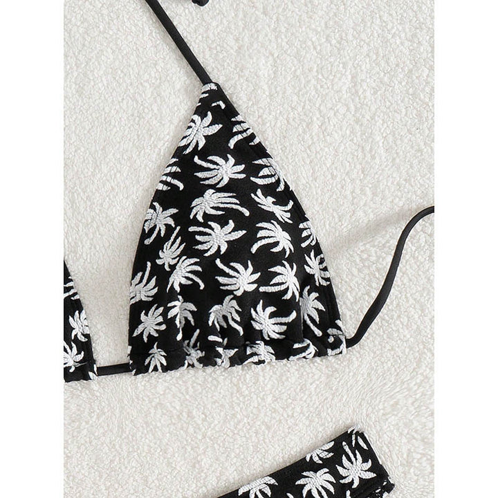 Damen Triangel-Bikini mit floralem Palmendruck Drune