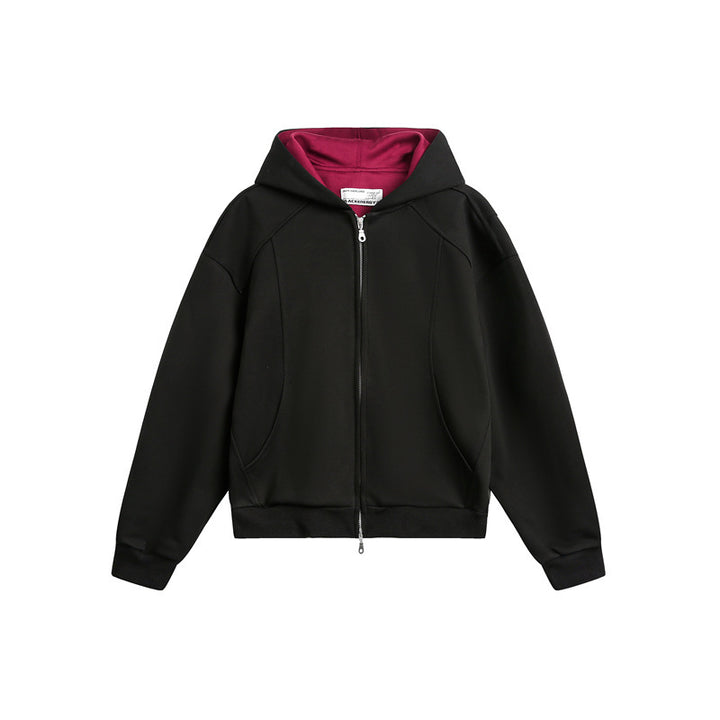 Unisex Oversize Kapuzen-Sweatjacke aus French-Terry mit Raglanärmeln und Zweiwegreißverschluss Drune