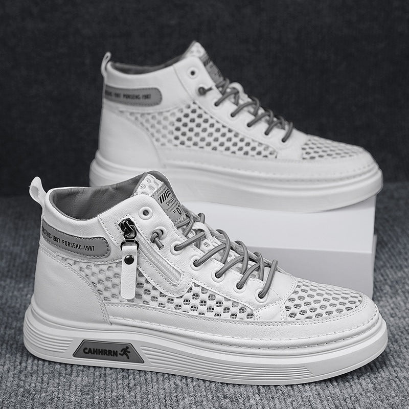 Herren High-Top Sneaker mit luftiger Mesh-Perforation, seitlichem Reißverschluss und dicker Profilsohle Drune