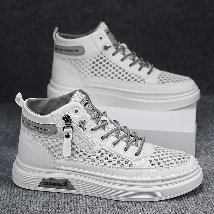 Herren High-Top Sneaker mit luftiger Mesh-Perforation, seitlichem Reißverschluss und dicker Profilsohle Drune