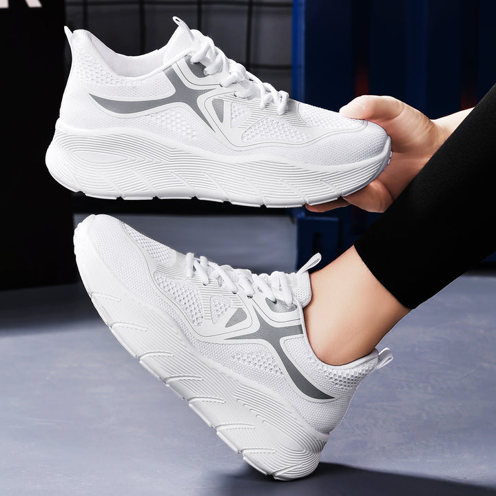 Damen nan nahtloser Performance-Walking-Sneaker mit atmungsaktivem Strickoberteil, verstärkter Zehenkappe und extrahoher Dämpfungsplateausohle Drune