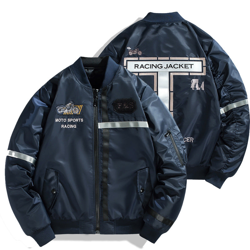 Herren Bomberjacke im Fliegerjackenstil mit reflektierenden Streifen, Utility‑Taschen und leichter Thermofütterung Drune