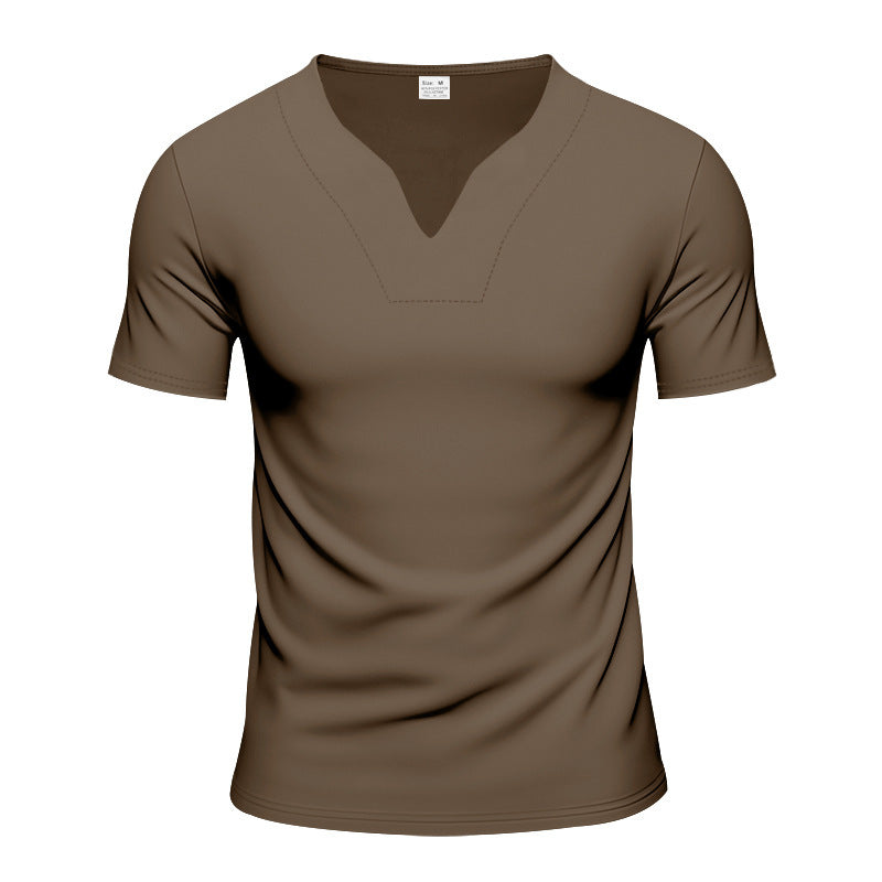 Herren kurzärmliges T-Shirt mit V-Ausschnitt und atmungsaktivem Stoff Drune