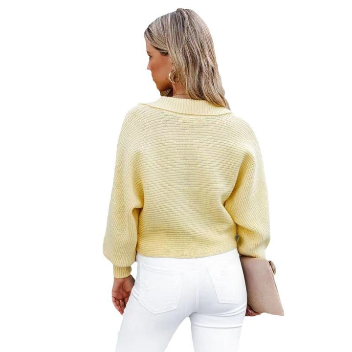 Damen modischer Pullover mit weitem Kragen und Rippstruktur Drune