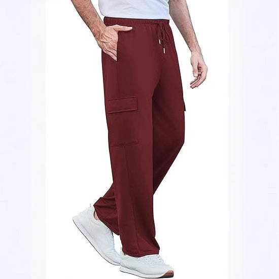 Herren nan komfortable Cargo-Loungehose mit elastischem Bund, Kordelzug, geradem Bein und aufgesetzten Klappentaschen Drune