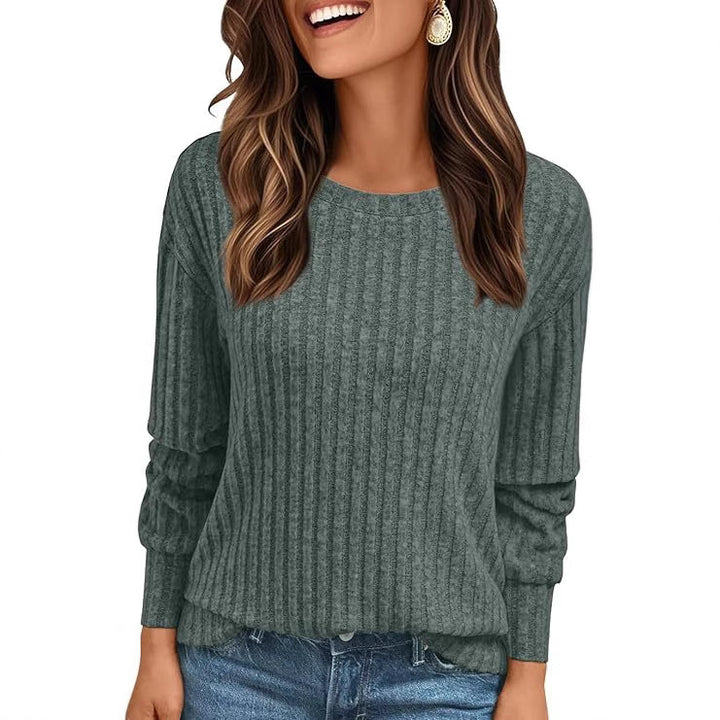 Damen Strukturiertes Rippstrick-Sweatshirt mit Chenille-Optik und lockerer Passform Drune