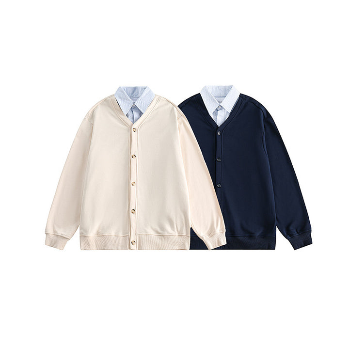 Herren Strickcardigan im Oversize‑Sweat‑Stil mit V‑Ausschnitt und Knopfleiste Drune