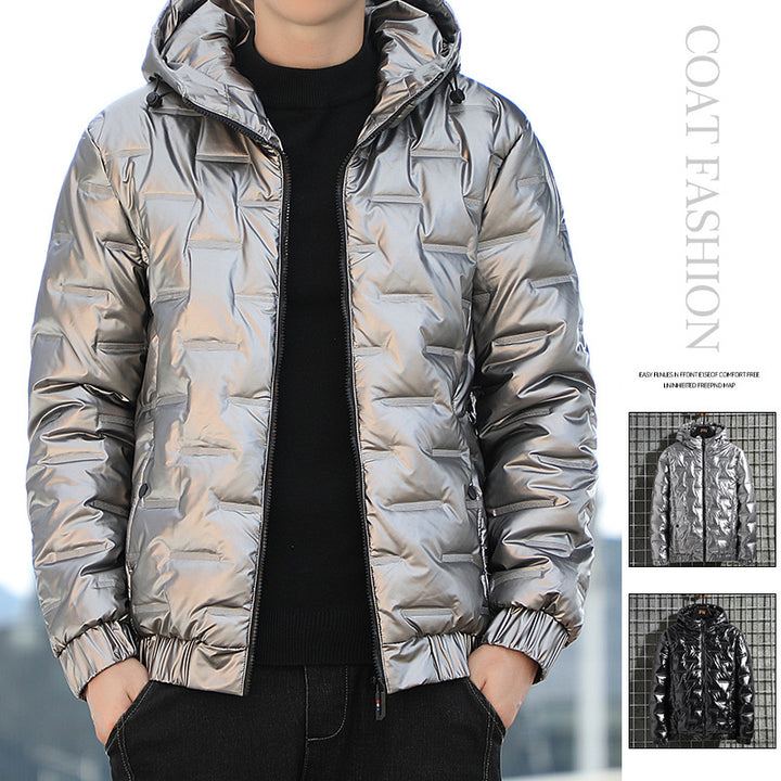 Herren Leichte gesteppte Kapuzen‑Steppjacke mit glänzender Oberfläche und elastischen Bündchen Drune
