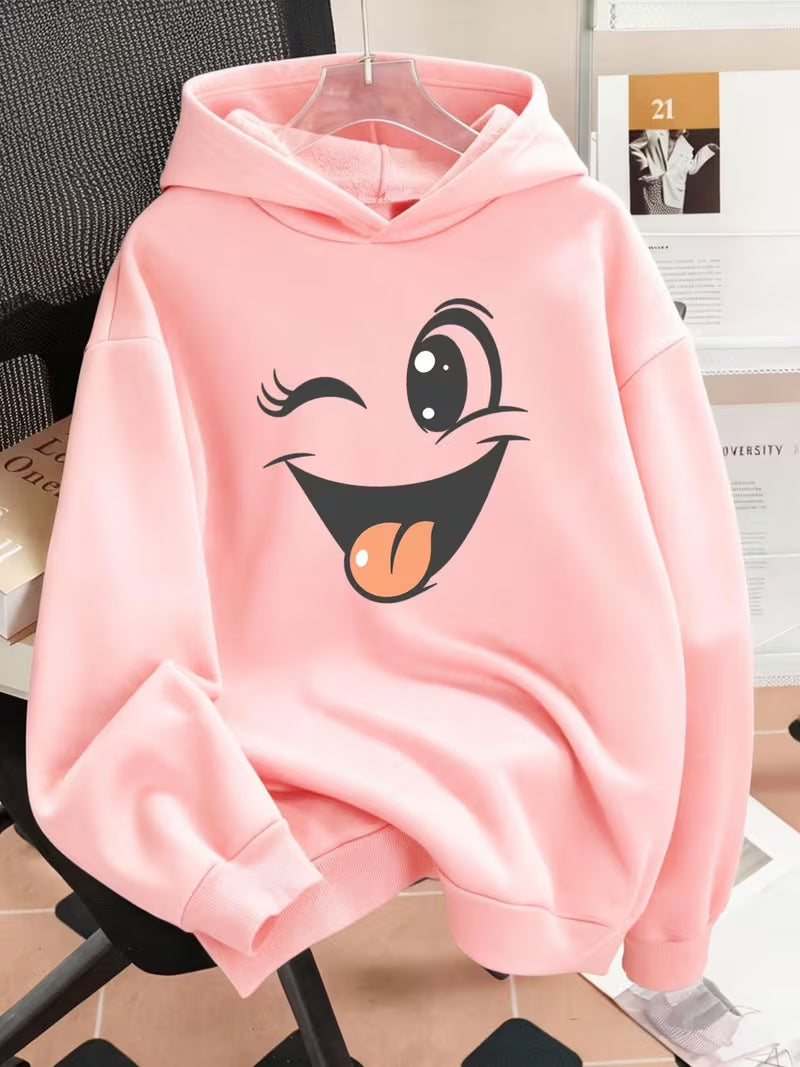 Damen Lustiger Kapuzenpullover mit einzigartigem Emoji-Design Drune