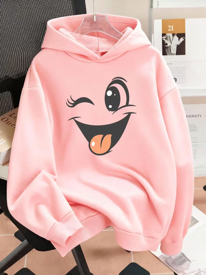 Damen Lustiger Kapuzenpullover mit einzigartigem Emoji-Design Drune