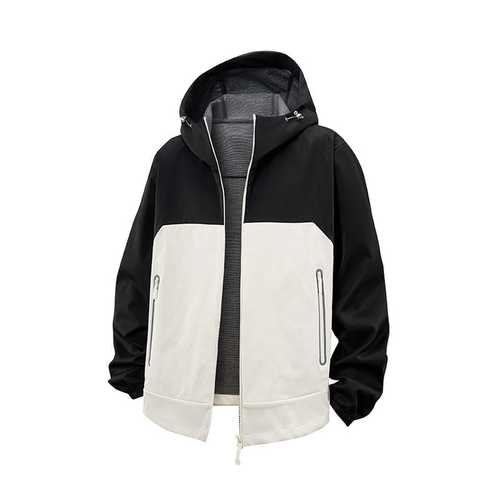 Herren Softshell-Outdoorjacke mit Kapuze, wasserabweisend und kontrastierenden Einsätzen Drune
