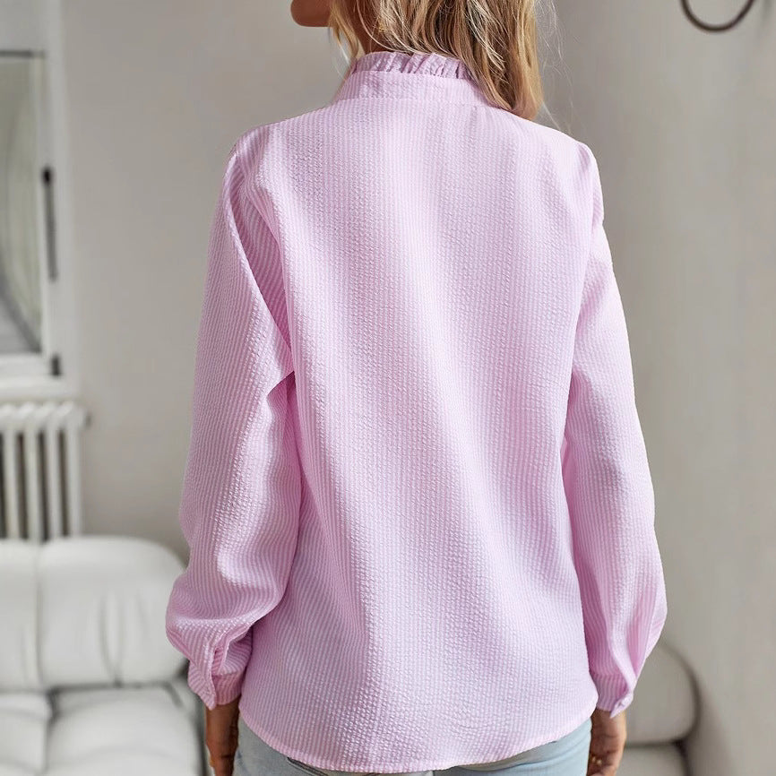 Damen Bluse mit Rüschendetails und strapazierfähigem Baumwoll-Mix Drune