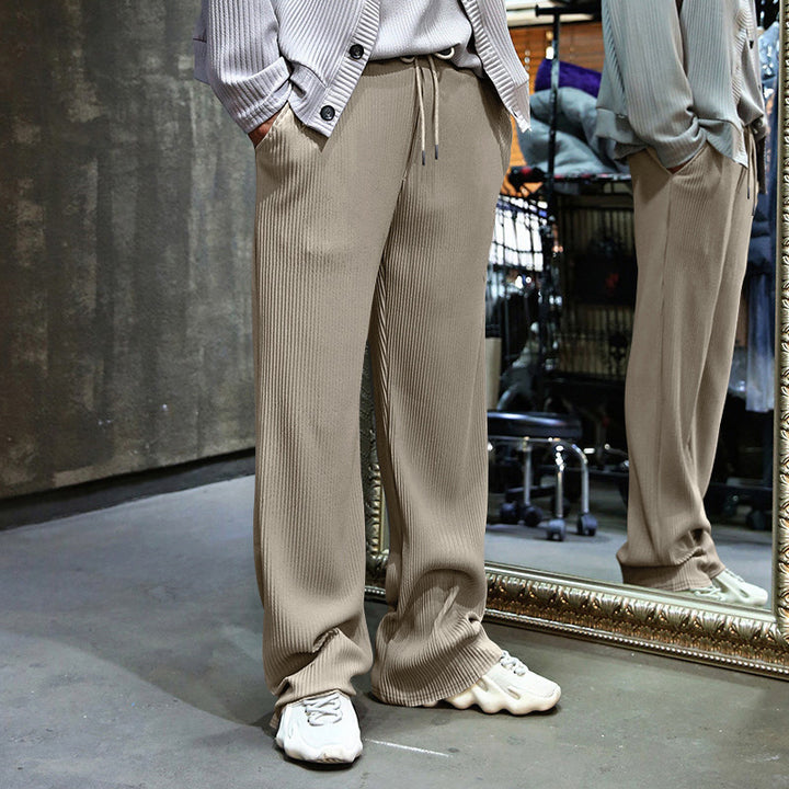 Herren Gerippte weite Freizeithose mit Kordelzug Drune