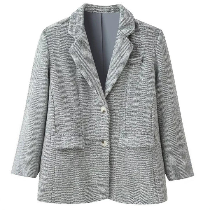 Damen Zweiteiliges Tweed-Blazer- und Culotte-Set mit Fischgrätstruktur Drune