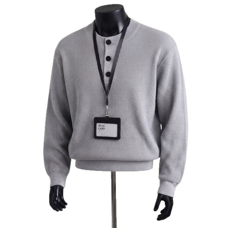 Herren Grobstrickpullover mit Knopfleiste Drune