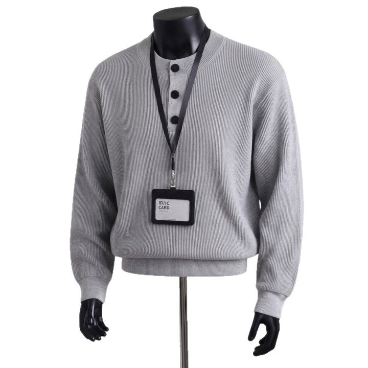 Herren Grobstrickpullover mit Knopfleiste Drune