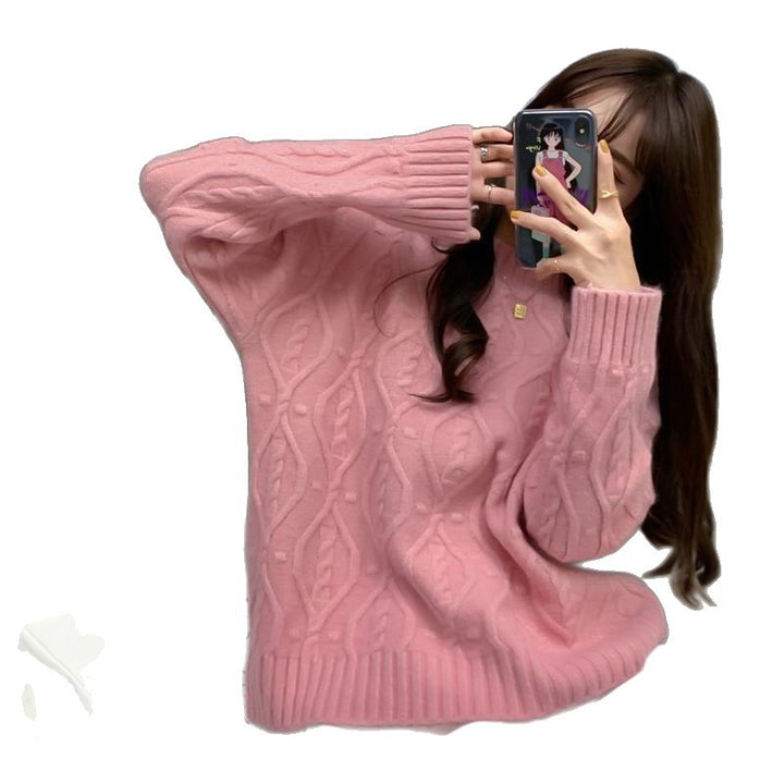 Damen Kuscheliger Strickpullover mit Zopfmuster Drune