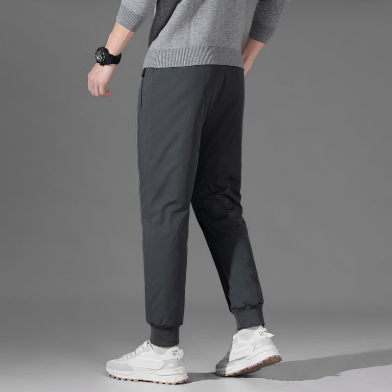 Herren leichte Travel-Jogginghose mit elastischem Bund, Kordelzug, verdeckten Reißverschlusstaschen und geradem Bein Drune