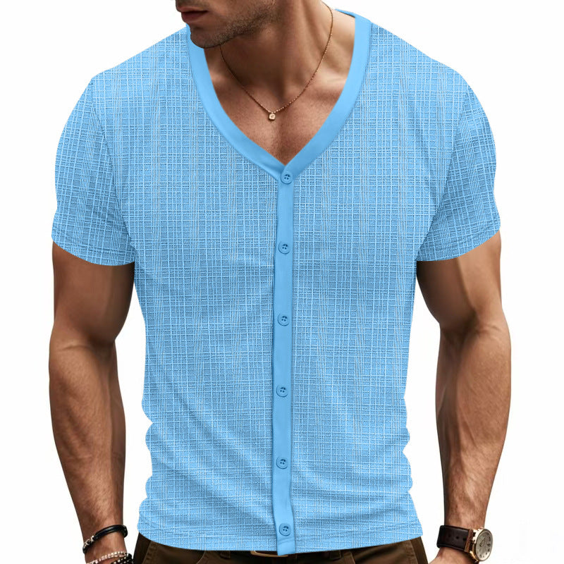 Herren kurzärmliges Cardigan Hemd Drune