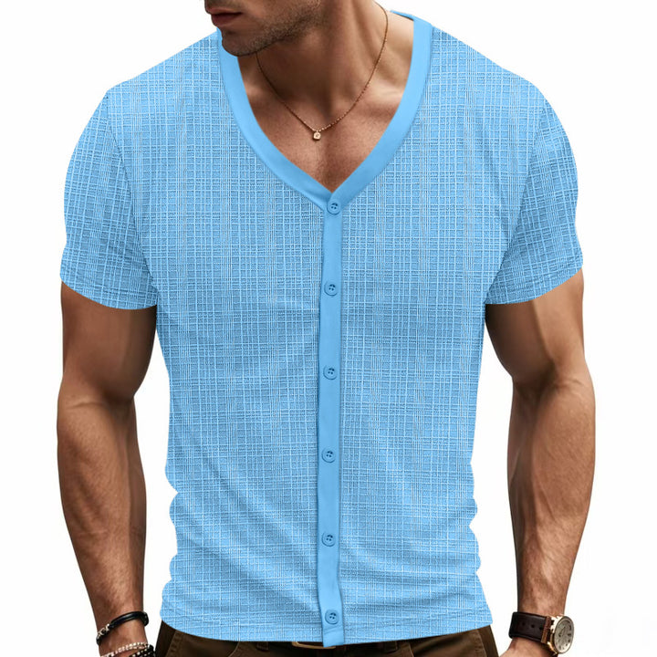 Herren kurzärmliges Cardigan Hemd Drune
