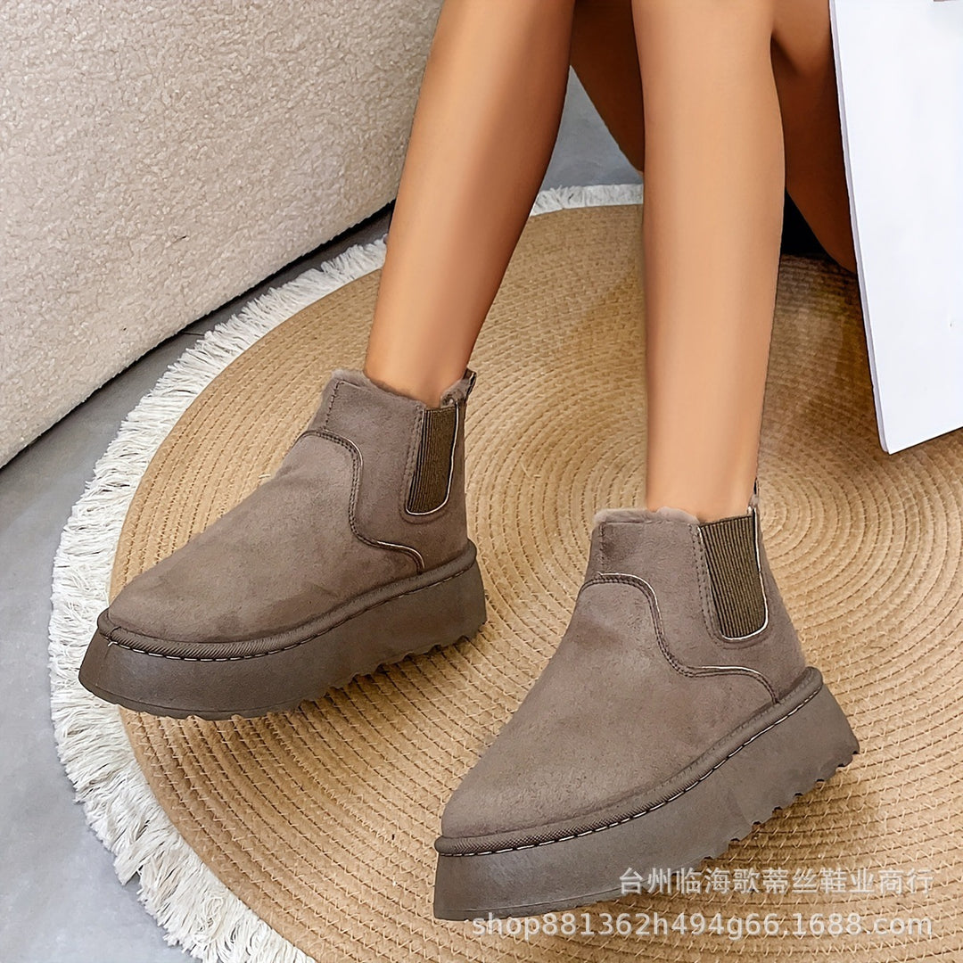Damen Gefütterte Chelsea-Winterbooties mit elastischem Einsatz und Teddyfellfutter Drune