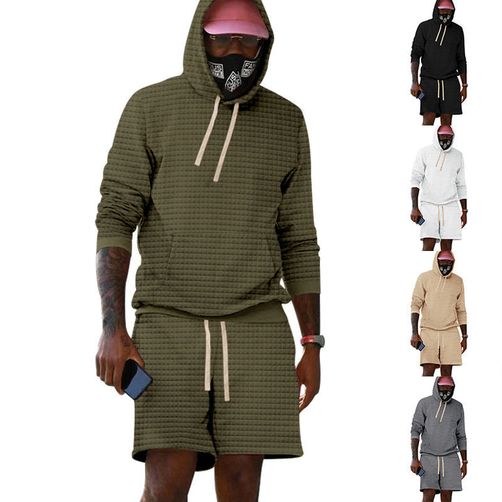 Herren Sportiv gestepptes Hoodie- und Shorts-Set Drune