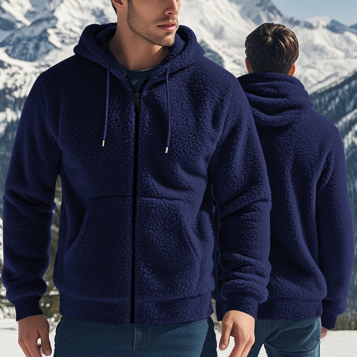 Herren kuschelige Fleecejacke mit hohem Kragen und Reißverschluss Drune
