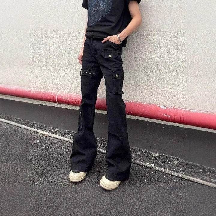 Damen Modische Cargo-Jeans mit weitem Bein und praktischen Taschen Drune