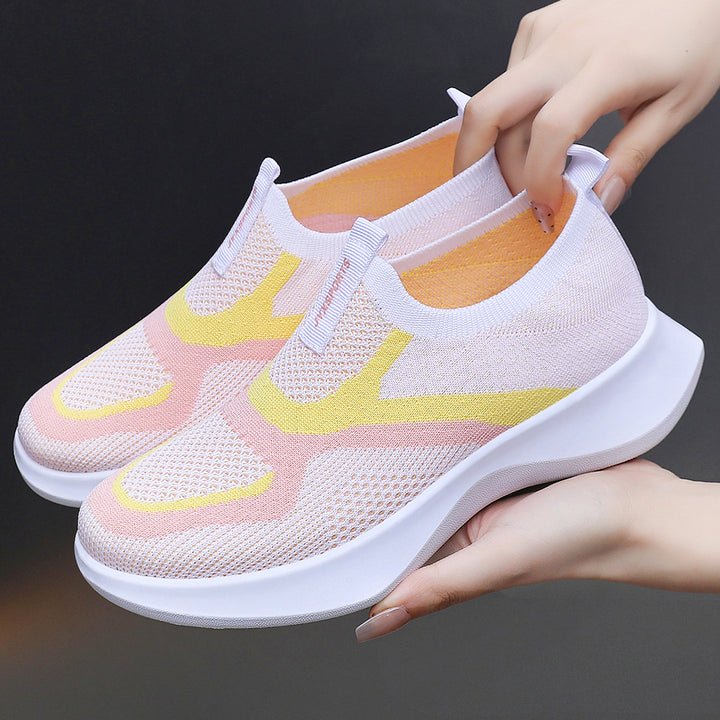 Damen nan nahtloser Strick-Sockensneaker mit elastischem Einstieg, atmungsaktiver Mesh-Struktur und leichter EVA-Dämpfung Drune
