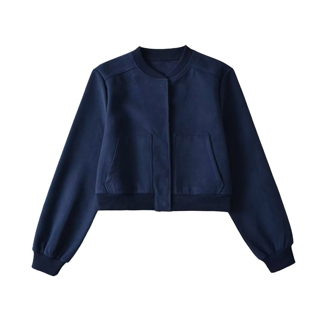 Damen lässige cropped Sweatjacke mit Taschen Drune