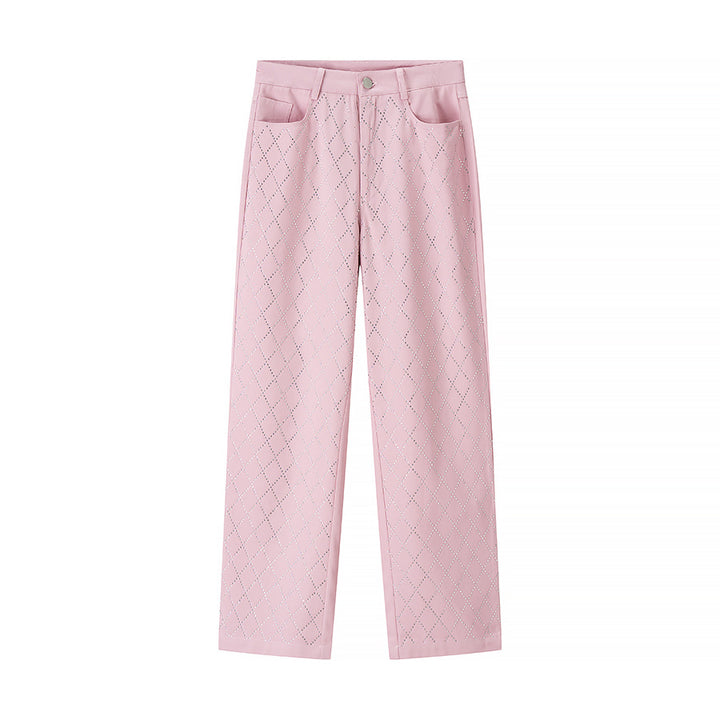 Damen weite Stoffhose mit Jacquard-Muster Drune