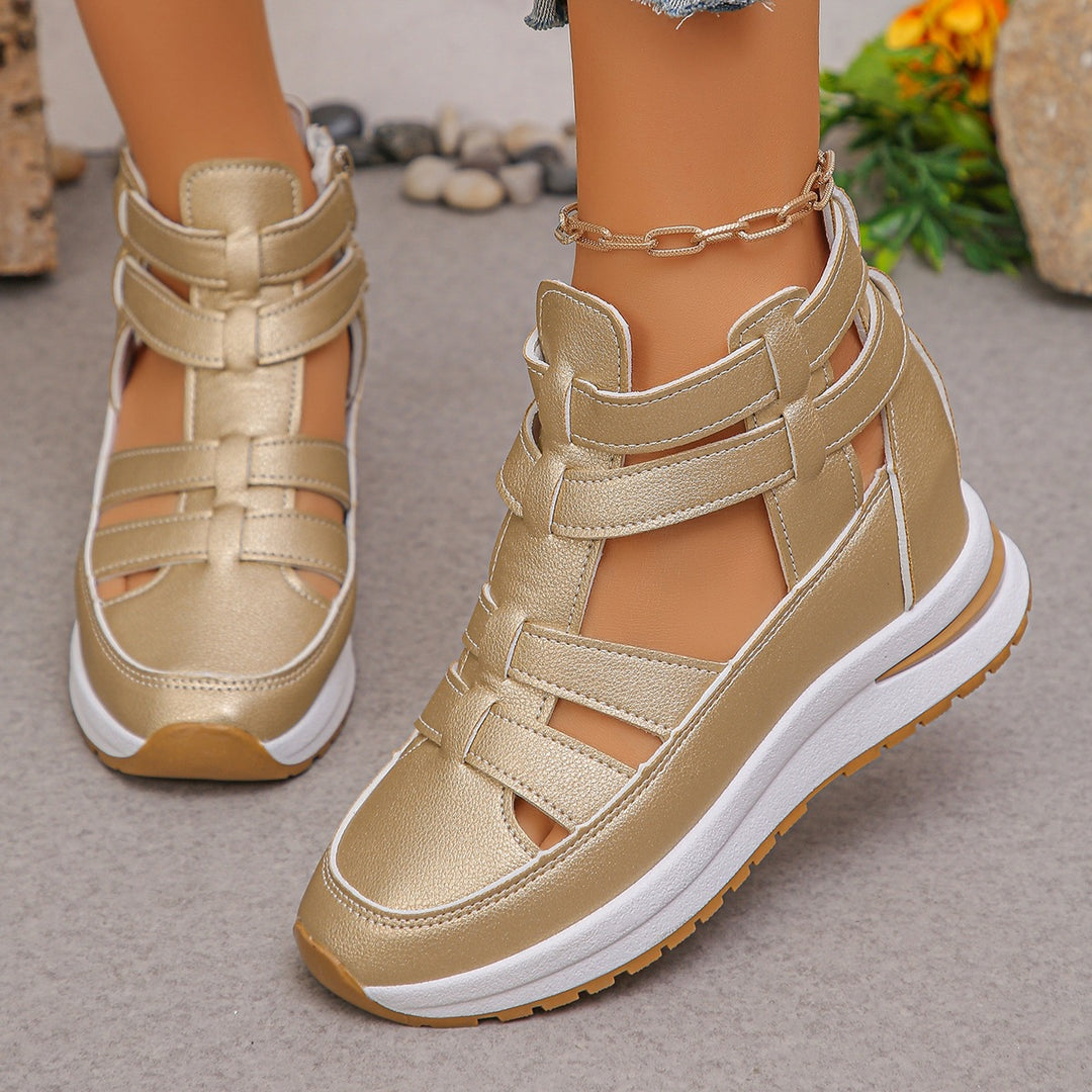 Damen Sportliche Plateau-Sandale mit geflochtenem Riemen und dämpfender Profilsohle Drune